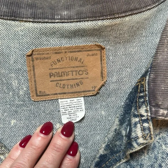 Palmetto’s Women’s Vintage Denim Jacket Acid Wash Size Large - Picture 4 of 9
